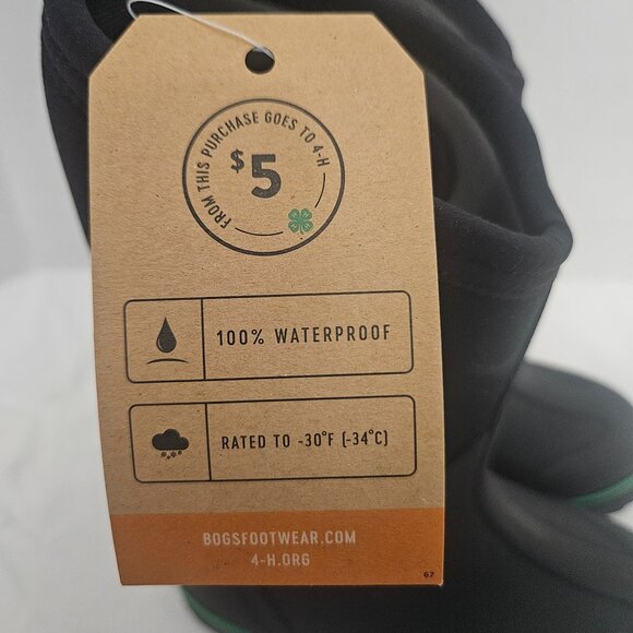 4-H Bogs Boots - Youth Size 3 - Black - 100% Waterproof - New In Box - Picture 7 of 9